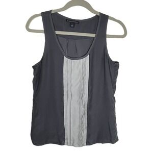 Banana Republic Womens Gray 100% Silk Small Pleated Front Tank Top Blouse